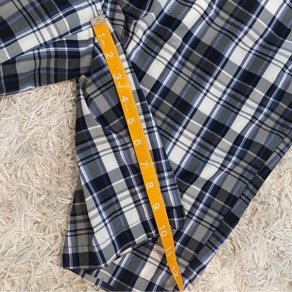 Grand Slam Mens Flat Front Polyester Plaid ￼Black White & Blue Shorts Size 34 - Picture 8 of 10
